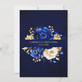 Royal Blue Yellow Gold Floral Bridal Shower Invita Invitation (Back)