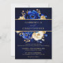 Royal Blue Yellow Gold Floral Bridal Shower Invita Invitation