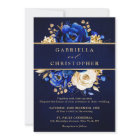 Royal Blue Yellow Gold Floral Bridal Shower Invita