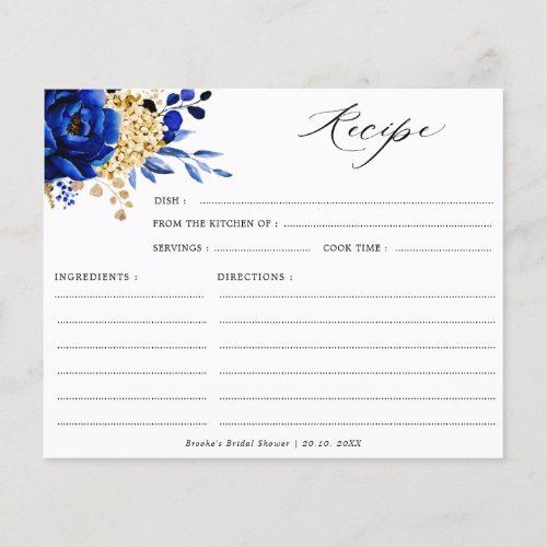 Royal Blue Yellow Gold Floral Bridal Shower Recipe