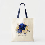 Royal Blue Yellow Gold Floral Bridesmaid gift Tote<br><div class="desc">Elegant royal blue gold theme bridesmaid gift tote bag featuring elegant bouquet of royal blue,  Navy,  gold,  yellow  color rose flowers buds and eucalyptus leaves. Please contact me for any help in customization or if you need any other product with this design.</div>