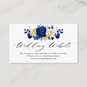 Royal Blue Yellow Gold Floral Website Details Enclosure Card
