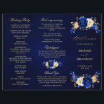 Royal Blue Yellow Gold Floral Wedding Program<br><div class="desc">Elegant royal blue gold theme wedding program featuring elegant bouquet of royal blue,  Navy,  gold,  yellow  color rose flowers buds and eucalyptus leaves. Please contact me for any help in customization or if you need any other product with this design.</div>