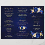 Royal Blue Yellow Gold Floral Wedding Program<br><div class="desc">Elegant royal blue gold theme wedding program featuring elegant bouquet of royal blue,  Navy,  gold,  yellow  color rose flowers buds and eucalyptus leaves. Please contact me for any help in customization or if you need any other product with this design.</div>