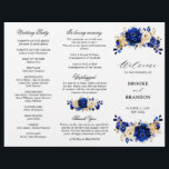 Royal Blue Yellow Gold Floral Wedding Program<br><div class="desc">Elegant royal blue gold theme wedding program featuring elegant bouquet of royal blue,  Navy,  gold,  yellow  color rose flowers buds and eucalyptus leaves. Please contact me for any help in customization or if you need any other product with this design.</div>