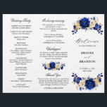 Royal Blue Yellow Gold Floral Wedding Program<br><div class="desc">Elegant royal blue gold theme wedding program featuring elegant bouquet of royal blue,  Navy,  gold,  yellow  color rose flowers buds and eucalyptus leaves. Please contact me for any help in customization or if you need any other product with this design.</div>