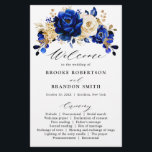 Royal Blue Yellow Gold Floral Wedding Program<br><div class="desc">Elegant royal blue gold theme wedding program card featuring elegant bouquet of royal blue,  Navy,  gold,  yellow  color rose flowers buds and eucalyptus leaves. Please contact me for any help in customization or if you need any other product with this design.</div>