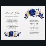Royal Blue Yellow Gold Floral Wedding Program<br><div class="desc">Elegant royal blue gold theme wedding program featuring elegant bouquet of royal blue,  Navy,  gold,  yellow  color rose flowers buds and eucalyptus leaves. Please contact me for any help in customization or if you need any other product with this design.</div>