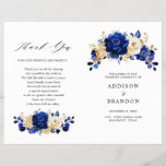 Royal Blue Yellow Gold Floral Wedding Program<br><div class="desc">Elegant royal blue gold theme wedding program featuring elegant bouquet of royal blue,  Navy,  gold,  yellow  color rose flowers buds and eucalyptus leaves. Please contact me for any help in customization or if you need any other product with this design.</div>