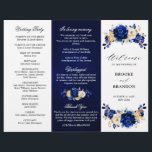 Royal Blue Yellow Gold Floral Wedding Program<br><div class="desc">Elegant royal blue gold theme wedding program featuring elegant bouquet of royal blue,  Navy,  gold,  yellow  color rose flowers buds and eucalyptus leaves. Please contact me for any help in customization or if you need any other product with this design.</div>