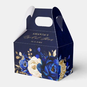 Royal Blue Yellow Gold Metallic Bridal Shower Favo Favor Boxes