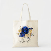 Royal Blue Yellow Gold Metallic Floral Bride