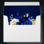 Royal Blue Yellow Gold Metallic Floral Wedding Envelope<br><div class="desc">Elegant royal blue gold theme wedding envelope featuring elegant bouquet of royal blue,  Navy,  gold,  yellow  color rose flowers buds and eucalyptus leaves. Please contact me for any help in customization or if you need any other product with this design.</div>