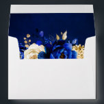 Royal Blue Yellow Gold Metallic Floral Wedding Envelope<br><div class="desc">Elegant royal blue gold theme wedding envelope featuring elegant bouquet of royal blue,  Navy,  gold,  yellow  color rose flowers buds and eucalyptus leaves. Please contact me for any help in customization or if you need any other product with this design.</div>