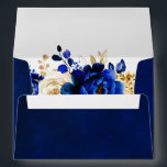 Royal Blue Yellow Gold Metallic Floral Wedding Envelope<br><div class="desc">Elegant royal blue gold theme wedding envelope featuring elegant bouquet of royal blue,  Navy,  gold,  yellow  color rose flowers buds and eucalyptus leaves. Please contact me for any help in customization or if you need any other product with this design.</div>