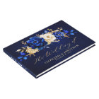 Royal Blue Yellow Gold Metallic Floral Wedding Gue