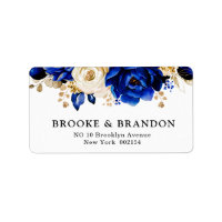Royal Blue Yellow Gold Metallic Floral Wedding