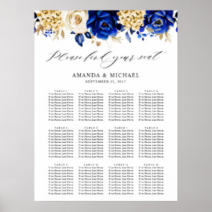 any colour Royal Blue Wedding Butterfly SEATING PLAN on canvas 