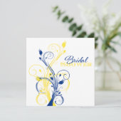 Royal Blue, Yellow, White Floral Bridal Shower Invitation (Standing Front)