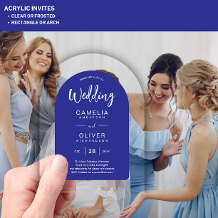 Royal Blue Zazzle Acrylic Wedding Invites Invitations