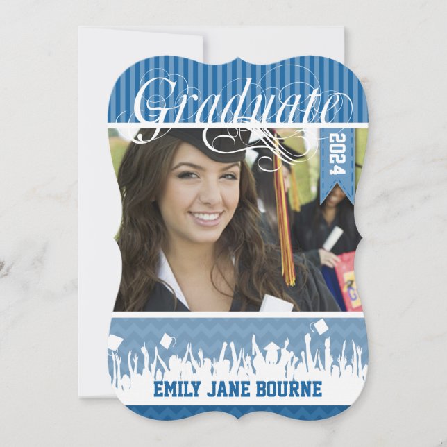 Royal Blue Zig Zag Senior Picture Class of Announcement (Front)