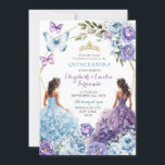 Royal Blush Blue Purple Geometric Quinceañera Invitation<br><div class="desc">Royal Blush Blue Purple Geometric Quinceañera Invitation</div>