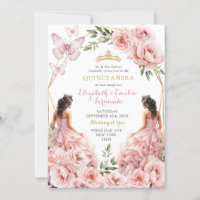 Royal Blush Pink Twins Geometric Quinceañera