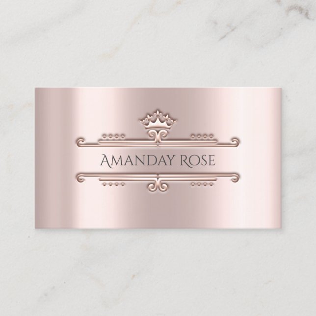 Royal Brand Name Rose Blush Crown Frame 3D Business Card (Front)