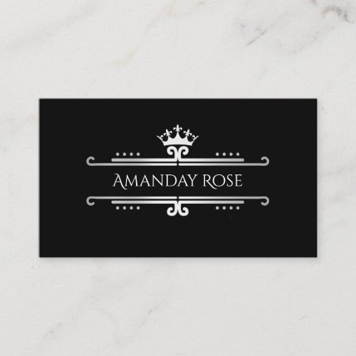Royal Brand Name Rose Silver Black Frame Business Card