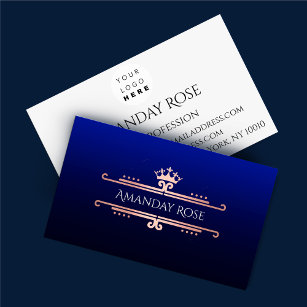 Royal Brand Name Rose White Blue Navy Business Card