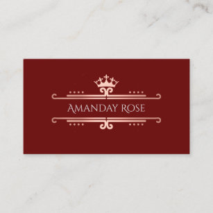 Royal Brand Name Rose White Frame Burgundy Business Card