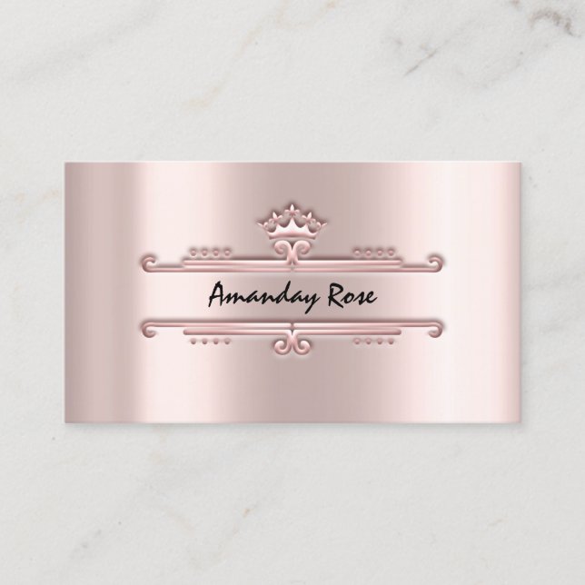 Royal Brand Rose Professional Crown Frame Blush Business Card (Front)