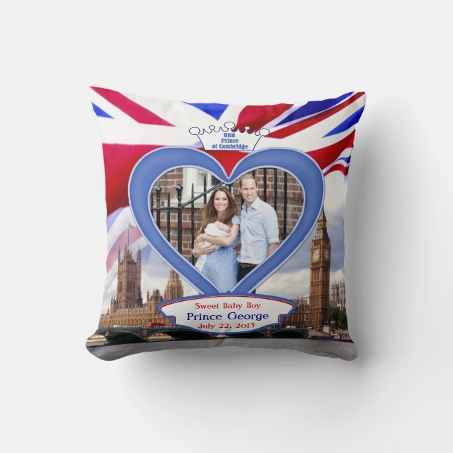 Royal British Baby Prince George Throw Pillow (Front)