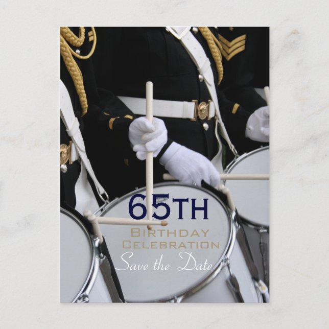 Royal British Band 65th Birthday Save the Date Announcement Postcard (Front)