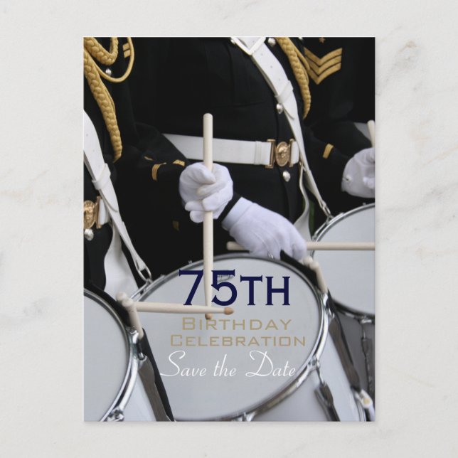 Royal British Band 75th Birthday Save the Date Announcement Postcard (Front)