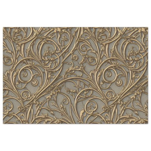 Royal Bronze Floral Ornate Damask Tissue Paper