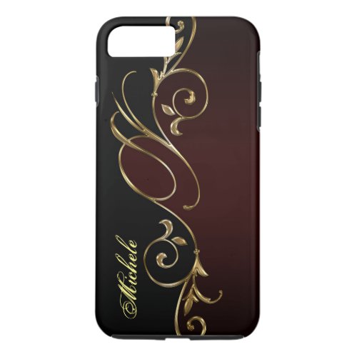 Royal Burgundy Gold iPhone 7 Plus Monogram iPhone 8 Plus7 Plus Case