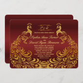 Royal Burgundy Gold Peacock Wedding Invitation (Front/Back)