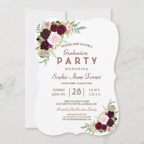 Royal Burgundy Marsala Floral Graduation Party