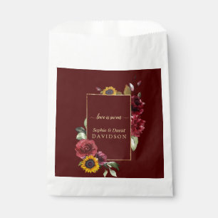 Royal Burgundy Sunflower Gold Wedding Favor Bag