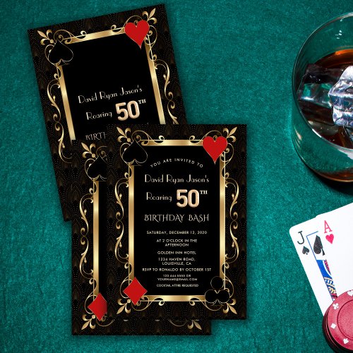 Royal Casino Poker Roaring 50th Birthday Bash  Invitation