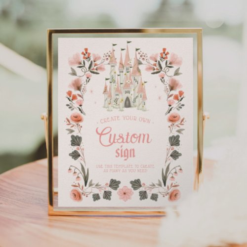 Royal Castle Birthday Sign _ Custom Template Pink