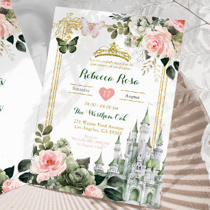 Royal Castle Blush Pink Sage Green Royal 15 Años Invitation
