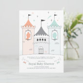 Royal Castle Boy Girl Twin Baby Shower Invitation (Standing Front)