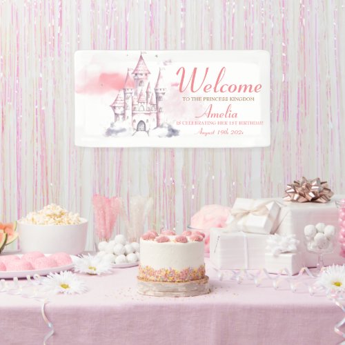 Royal CASTLE Little Princess Birthday Party 1st  Banner