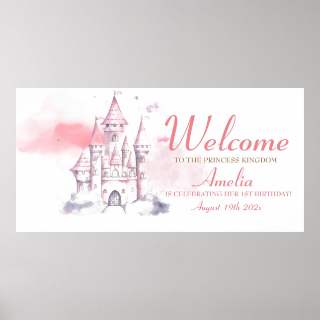 Royal CASTLE Little Princess Birthday Party 1st  Poster (Front)