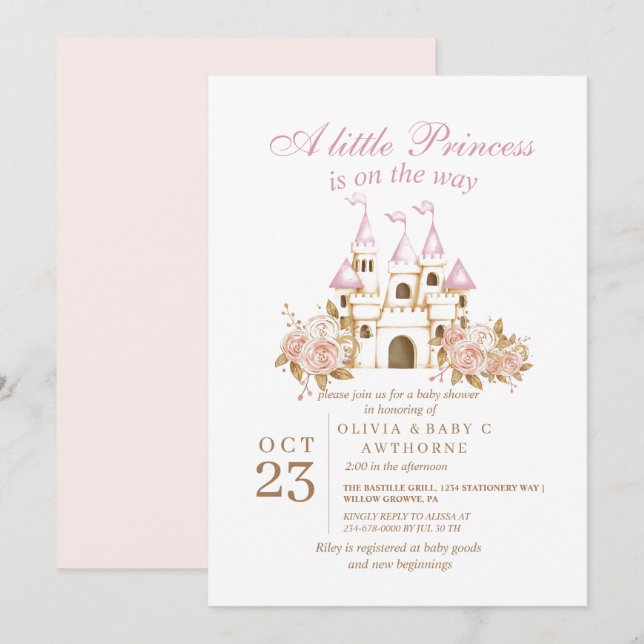 Royal  Castle Princess Baby Shower Invitation (Front/Back)