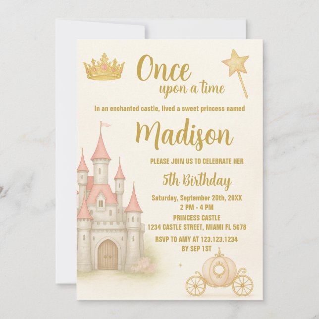 Royal Castle Princess Birthday Invitation (Front)