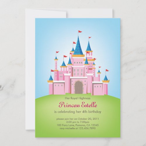 Royal Castle Princess Birthday Invitation Card