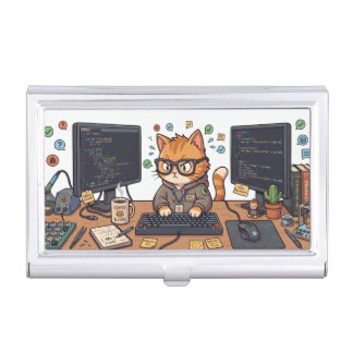 Royal Cat Business Card Holder | Elegant Cat Offic